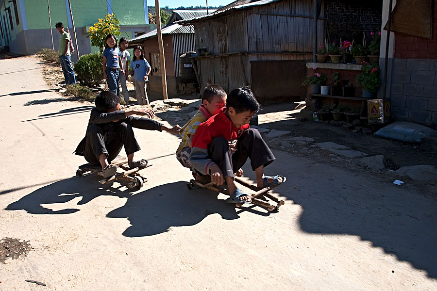  Children playing at Longsa village, belonging to the Lotha naga clan